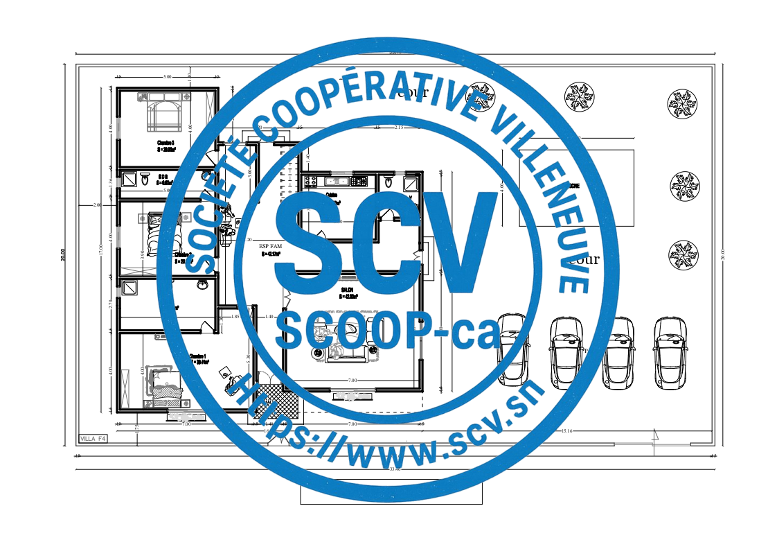 Plan Villa F4 Amélioré - Standing supérieur
